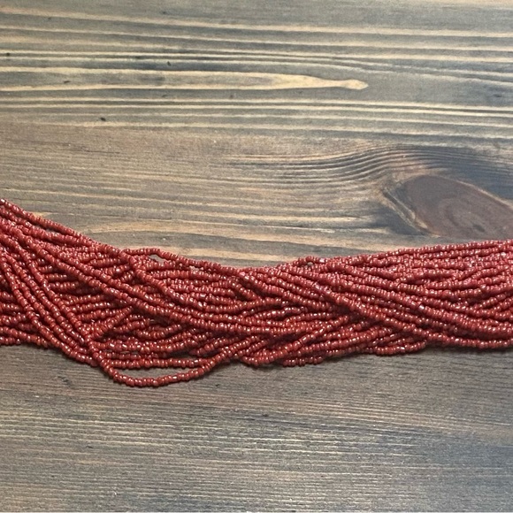 Vintage Handmade India Naga Coral Glass
Bead Necklace - Picture 6 of 6